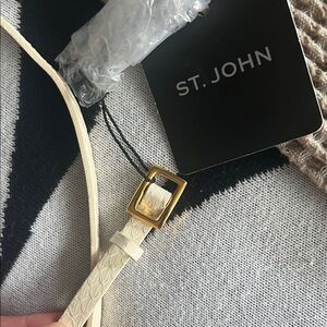 St. John Ivory Belt with Gold Accent